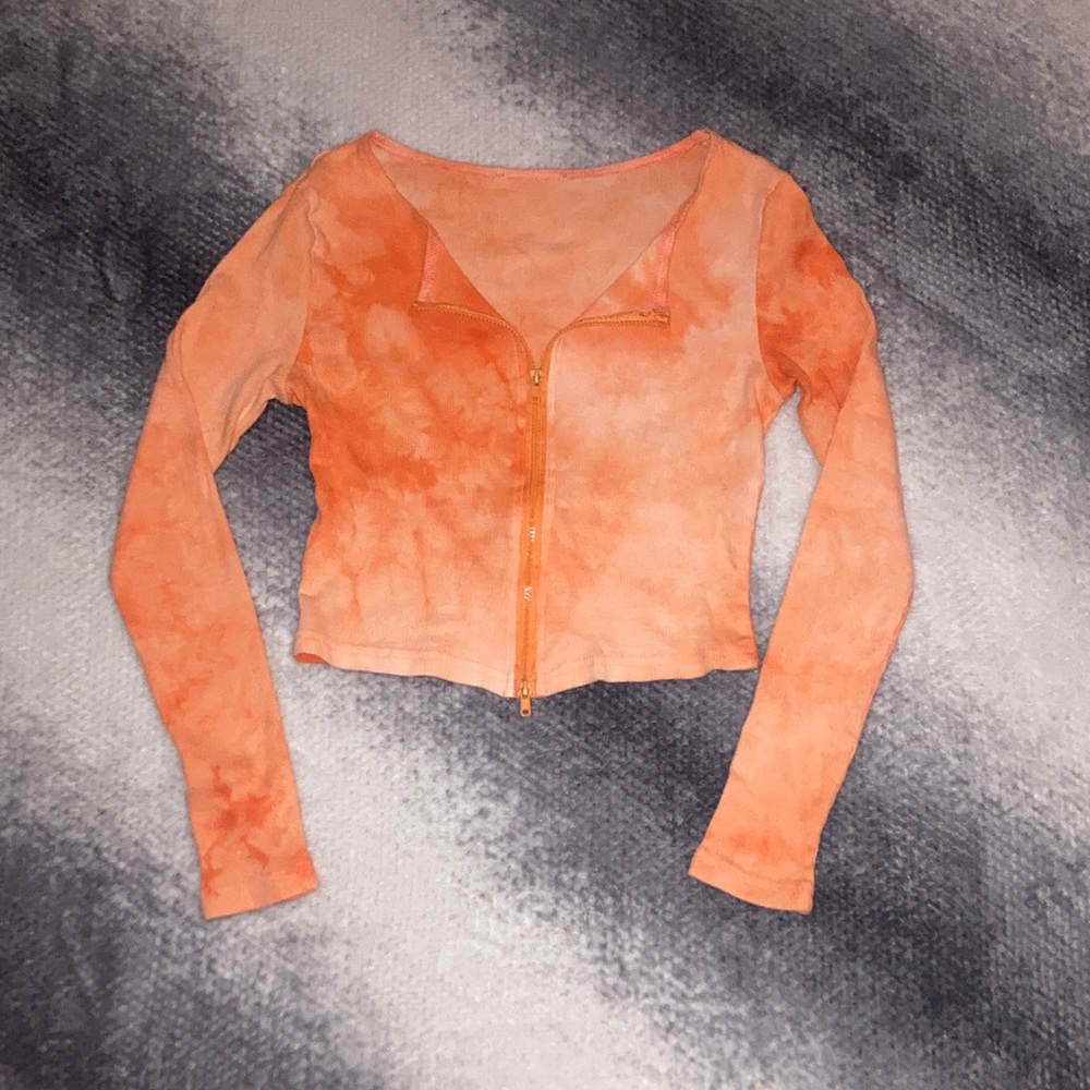 Orange SHEIN Double-Zippered Blouse Size Small